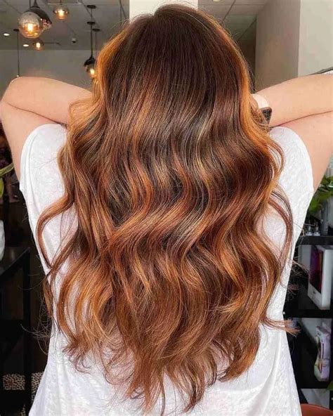 copper highlights on dark brown curly hair|Brown curly hair with copper highlights